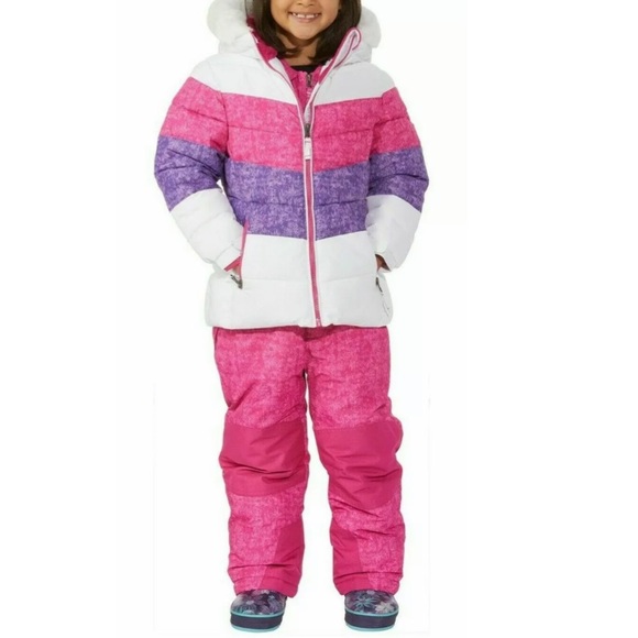 32 Degrees 2T Toddler Snowsuit Striped Pink Purple